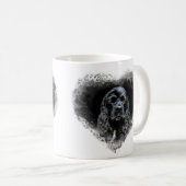 黒いコッカースパニエルの顔 コーヒーマグカップ (正面右)