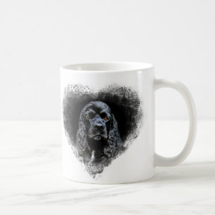 黒いコッカースパニエルの顔 コーヒーマグカップ