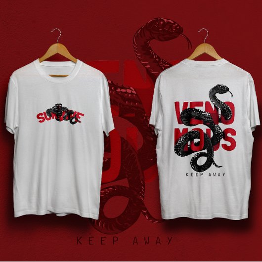 黒いコブラストリートウェアを使用した悪意のあるスローガン Tシャツ