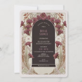 黒いコラリリーのブライダルシャワー アールヌーボー デコ 招待状 (正面)