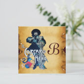 黒いコルサイアのモノグラムのパーチメント 案内状 (スタンド正面)