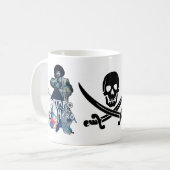 黒いコルセアのスカルが剣を交差した コーヒーマグカップ (正面左)