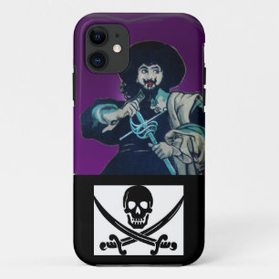 黒いコルセアのスカルが剣を交差した iPhone 11 ケース