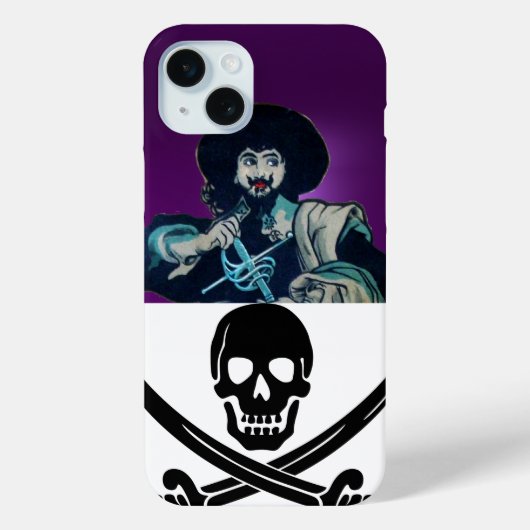 黒いコルセアのスカルが剣を交差した Case-Mate iPhoneケース (裏面)