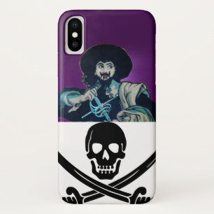 黒いコルセアのスカルが剣を交差した iPhone X ケース