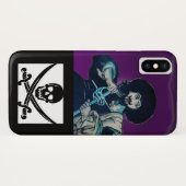 黒いコルセアのスカルは剣を紫を越えた Case-Mate iPhoneケース (裏面(横))