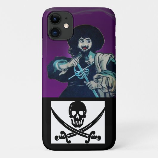 黒いコルセアは、スカルが剣を交差した Case-Mate iPhoneケース (裏面)