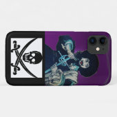 黒いコルセアは、スカルが剣を交差した Case-Mate iPhoneケース (裏面(横))