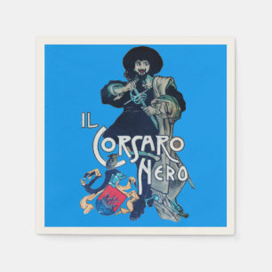 黒いコルセアグレー スタンダードカクテルナプキン