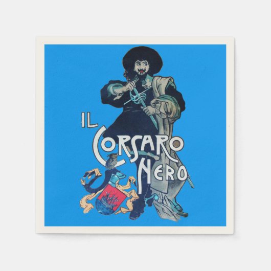 黒いコルセアグレー スタンダードカクテルナプキン (正面)