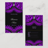 黒いコルセットの上に紫のゼブラが折り畳み 名刺 (正面/裏面)