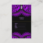 黒いコルセットの上に紫のゼブラが折り畳み 名刺 (裏面)