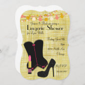 黒いコルセットの下着パーティーと金ゴールド 招待状 (正面/裏面)