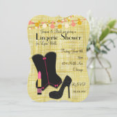 黒いコルセットの下着パーティーと金ゴールド 招待状 (スタンド正面)