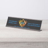 黒いコンサルタント、ダイヤモンドフレームおよび炎フェニックス デスクネームプレート (正面)