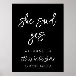 黒いコンテンポラリー彼女はyesブライダルシャワーと言った ポスター