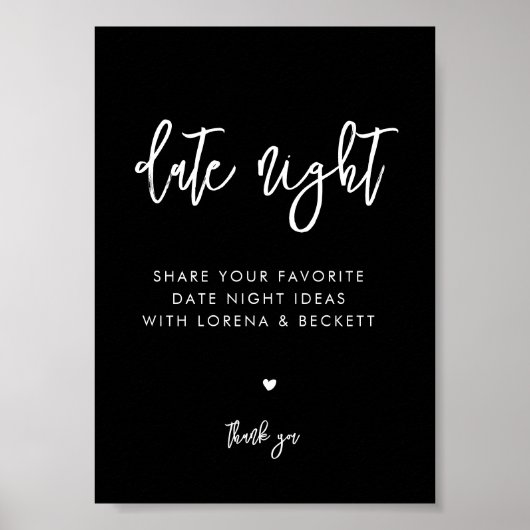 黒いコンテンポラリー日付の夜アイディア記号 ポスター (正面)