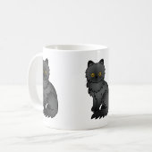 黒いコートのペルシャ猫のキャラクターイラスト コーヒーマグカップ (正面左)