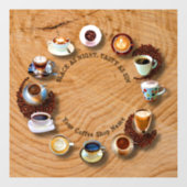 黒いコーヒーのカップに豆を時計として ウィンドウサイン (シート)