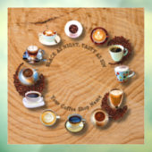 黒いコーヒーのカップに豆を時計として ウィンドウサイン (シート3)