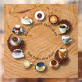 黒いコーヒーのカップに豆を時計として ウィンドウサイン (シート2)