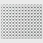 黒いコーヒーカップのパターンと黒いハート ラッピングペーパー (フラット)