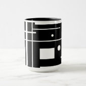 黒いコーヒーマグに白い幾何学模様 マグカップ (中央)