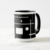 黒いコーヒーマグに白い幾何学模様 マグカップ (正面右)