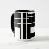 黒いコーヒーマグに白い幾何学模様 マグカップ (正面左)