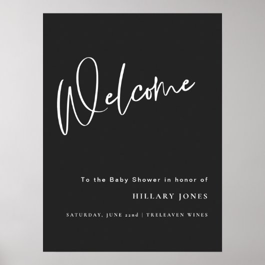 黒いゴシックインスパイアの赤ちゃんシャワー歓迎サイン ポスター (正面)