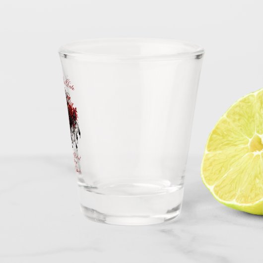 黒いゴシック様式のシャンデリアの結婚式の日付を保存 ショットグラス (右)