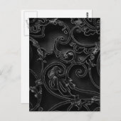 黒いゴシック様式のバロック様式の渦巻きパターン ポストカード (正面/裏面)