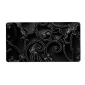 黒いゴシック様式のバロック様式の渦巻きパターン ラベル (正面)