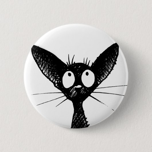 黒いゴシック様式猫ボタンのバッジ 缶バッジ (正面)