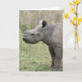 黒いサイのベビー カード (黄色い花)