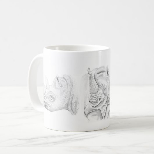 黒いサイのマグ コーヒーマグカップ (正面左)