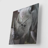 黒いサイの写真 スクエア壁時計 (傾斜)