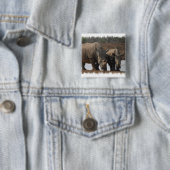 黒いサイ正方形Pin 缶バッジ (インサイチュ)