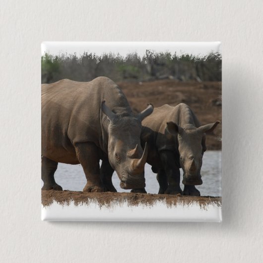 黒いサイ正方形Pin 缶バッジ (正面)