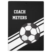 黒いサッカーのコーチのパーソナライズなクリップボード クリップボード (裏面)