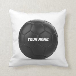 黒いサッカーボールのパーソナライズな文字 クッション
