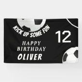 黒いサッカーボール サッカー スポーツ 子供の誕生日 横断幕 (横)