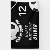 黒いサッカーボール サッカー スポーツ 子供の誕生日 横断幕 (縦)