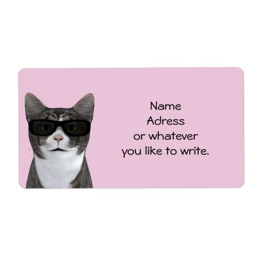 黒いサングラスをしたかっこいい猫 ラベル (正面)