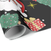 黒いサンタとクリスマスツリーの贈り物 ラッピングペーパー (ロールコーナー)