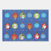 黒いサンタと友だちをカスタマイズ ラッピングペーパーシート (正面2)