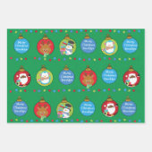 黒いサンタと友だちをカスタマイズ ラッピングペーパーシート (正面)