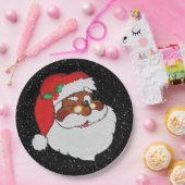 黒いサンタにポップアートをまばたきさせるヴィンテージ ペーパープレート (パーティー)