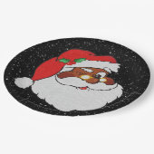 黒いサンタにポップアートをまばたきさせるヴィンテージ ペーパープレート (アングル)