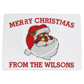 黒いサンタにポップアートをまばたきさせるヴィンテージ ラージペーパーバッグ (正面)